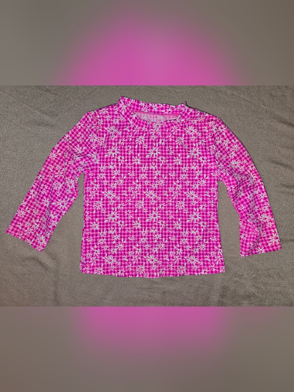 Lilly Pulitzer Hot Pink Floral Plaid Long Sleeve Swim Too